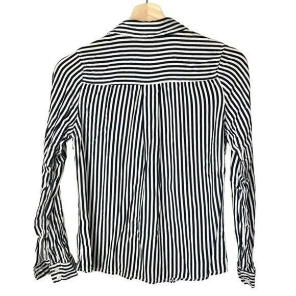 Fashion Nova You Better Work Navy Blue & White Long Sleeve Button Down S - Picture 3 of 4